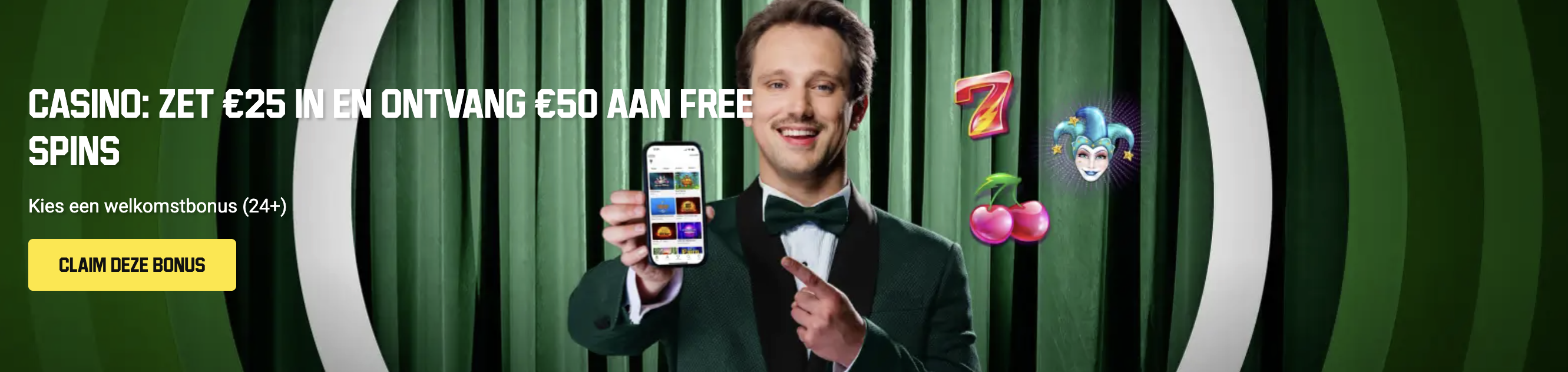 Unibet – Zet €25 in en ontvang €50 aan Free Chips